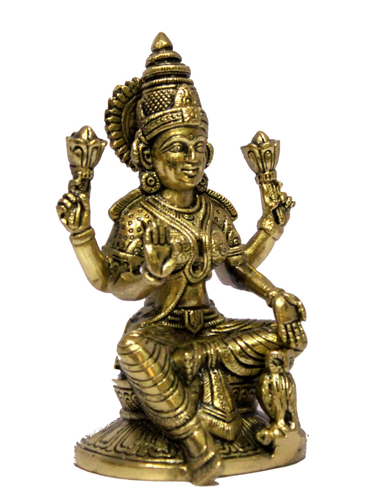 Esplanade Brass Lakshmi Goddess Murti 6.75 Statue Pooja Idol Golden Home Decor