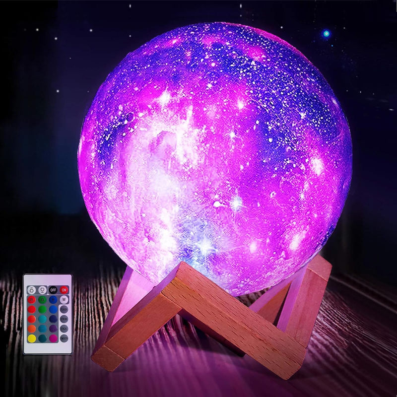 Mydethun 4.7" 16-Color Galaxy Moon Lamp with Remote