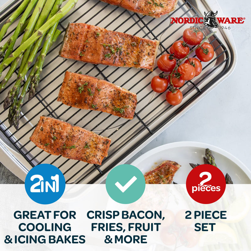 Nonstick Oven Crisp Baking Tray with Rack - 17.10 x 12.40 Inches