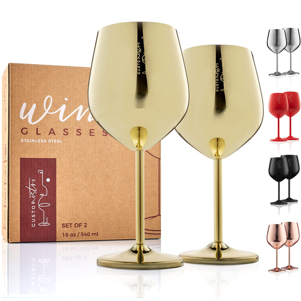 Stainless Steel Wine Glasses Set of 4 - Gusto Nostro Collection