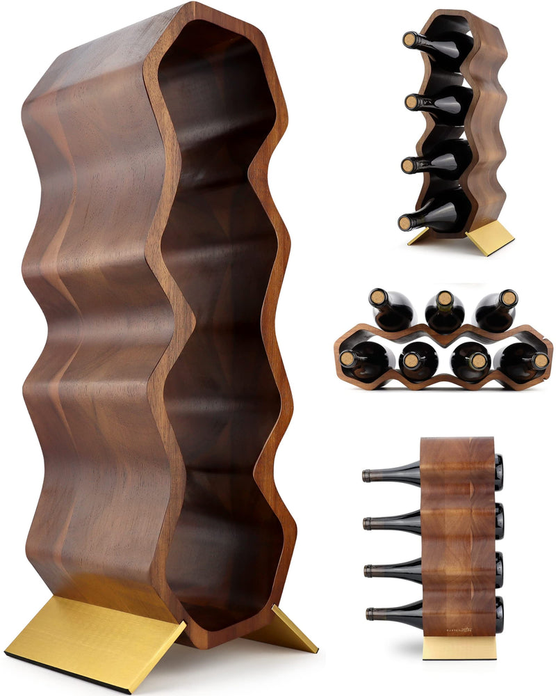 Acacia Wood Wine Rack 7 Bottle Countertop Holder