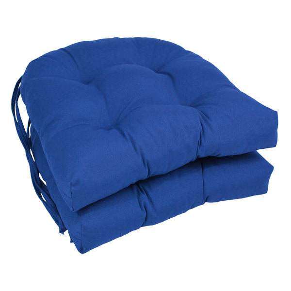 Blazing Needles 16-inch Twill Rounded Back Chair Cushion, 16" x 16", Royal Blue 2 Count