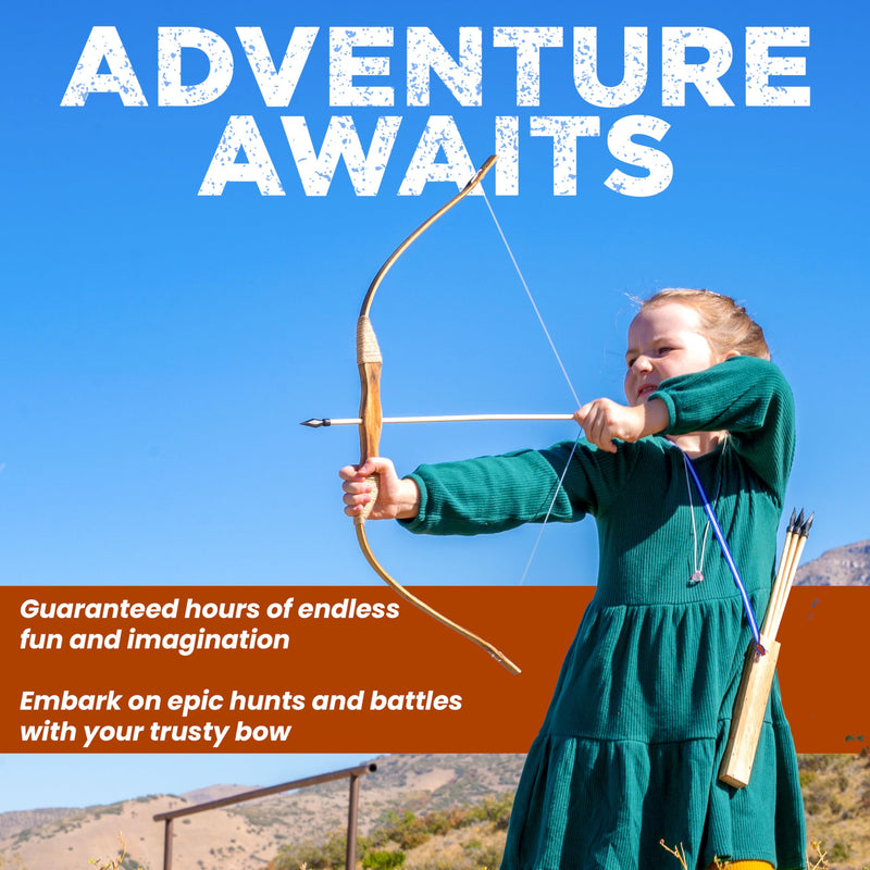 Wooden Bow and Arrow Set for Kids with Quivers and Arrows