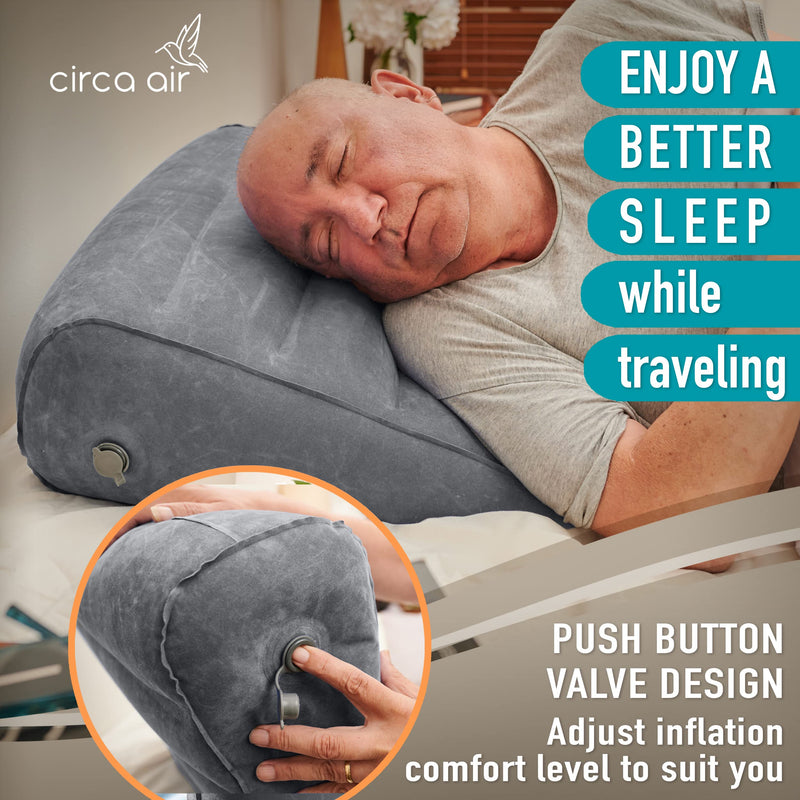 Circa Air Inflatable Wedge Pillow for Travel and Home 24x24x8 Inches