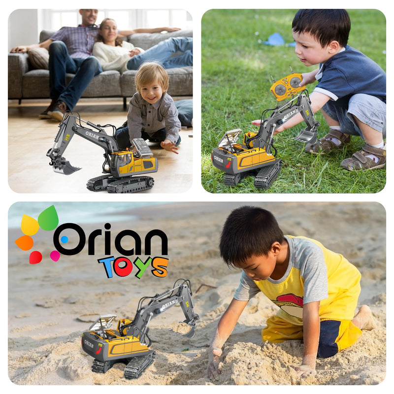 Orian Remote Control Excavator Toy 680 Degree Rotation Realistic Lights & Sounds