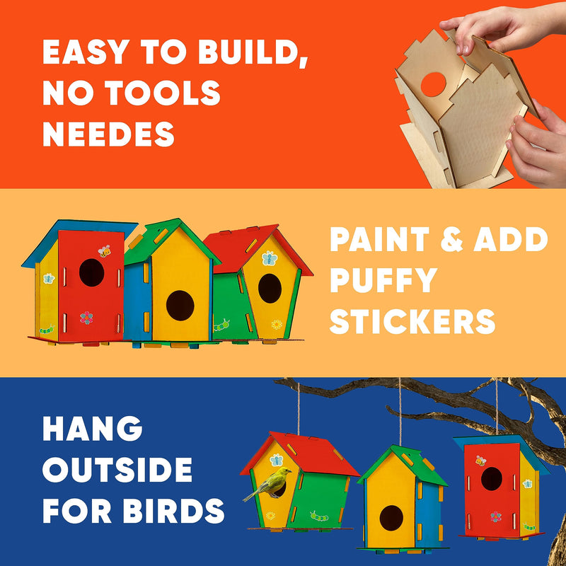 9 Wooden Birdhouses Wind Chimes Craft Kit for Kids Ages 48 Diy Painting Set