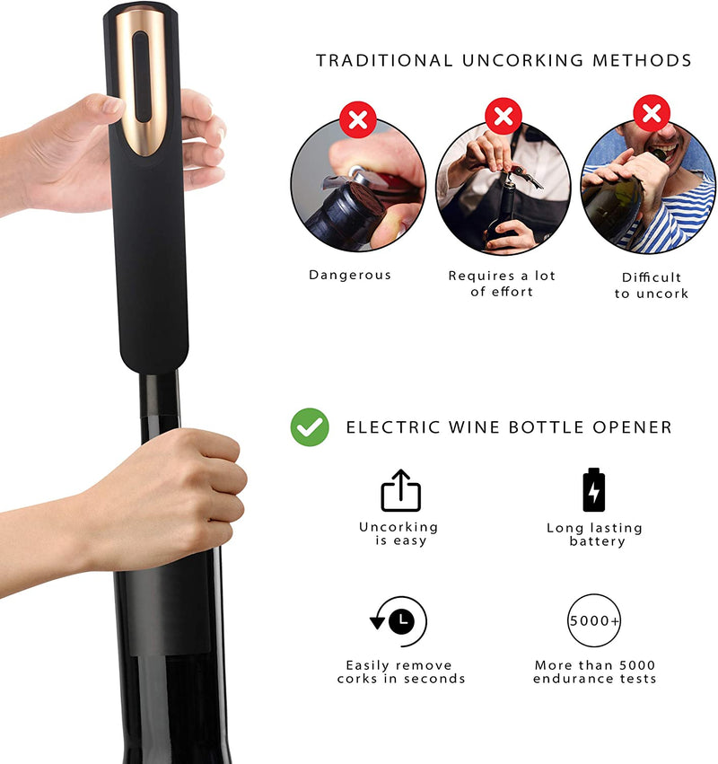 Electric Wine Opener Rechargeable Rose Gold & Black