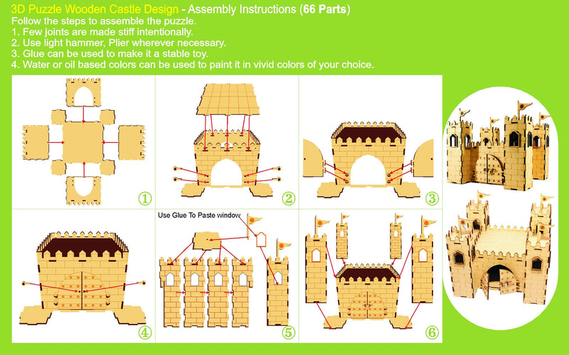 Stonkraft Wooden 3d Puzzle Castle Fort Mini House Construction Kit to Assemble