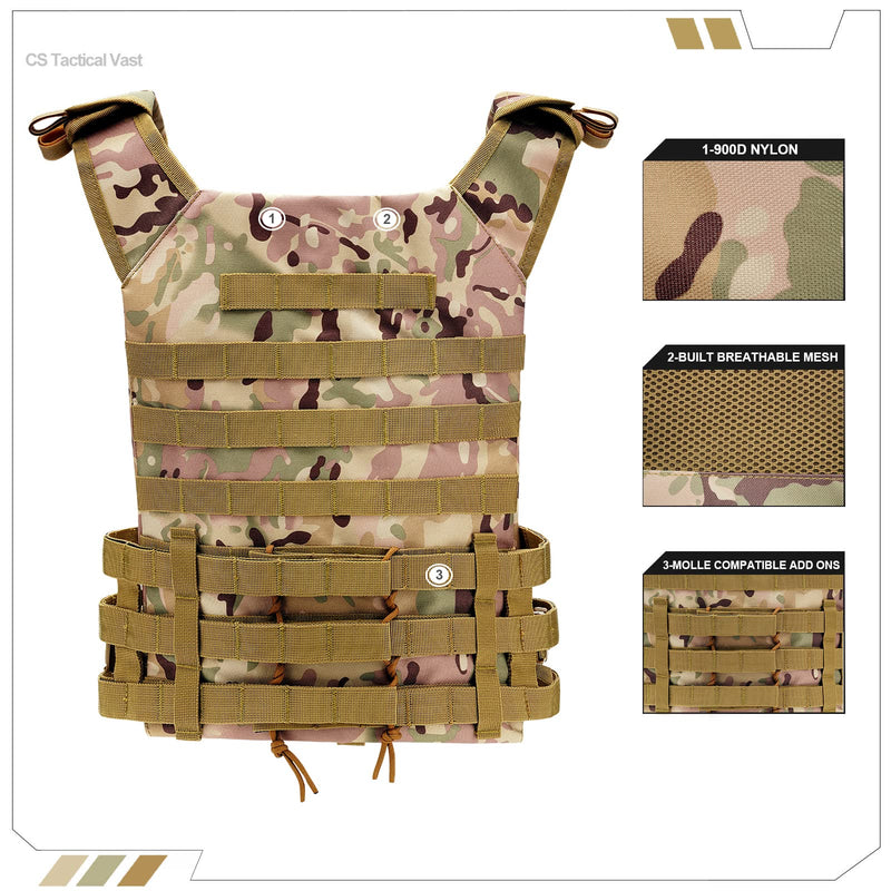 Kuiedis Camo Tactical Vest Adjustable Breathable for Airsoft Large