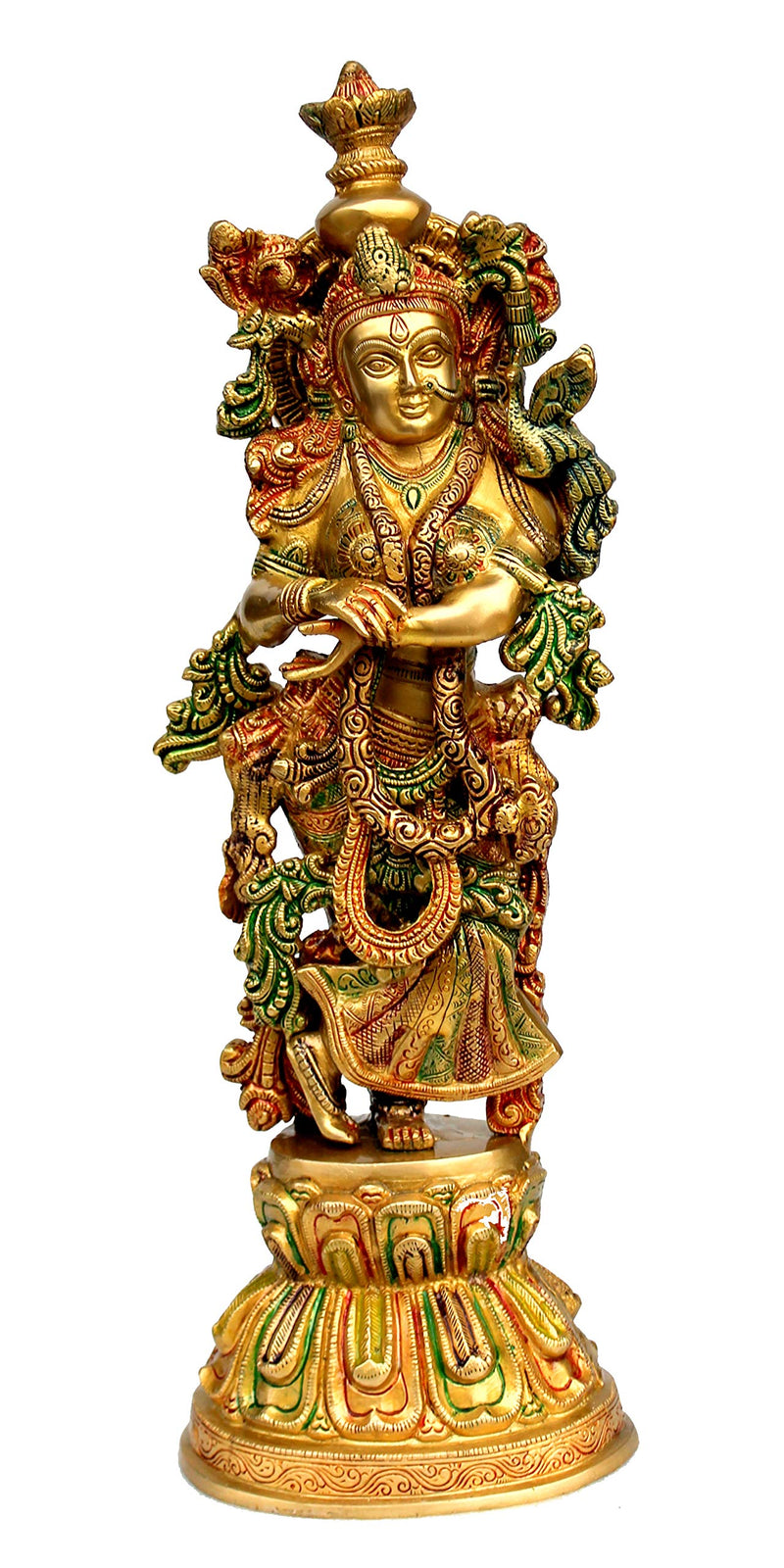 eSplanade - Brass Radha Krishna - Big Size - Brass Radha Idol Statue Sculpture (21") (Radha Krishna Coloured)