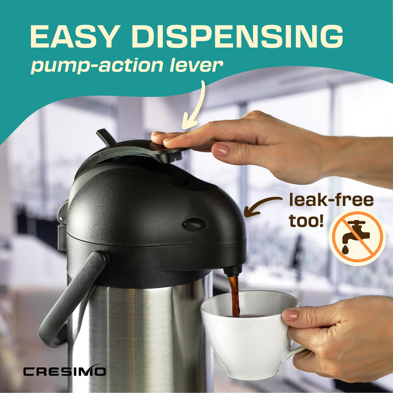 Cresimo 101oz Coffee Carafe Airpot Cleaning Brush Hot & Cold Drink Extra Large