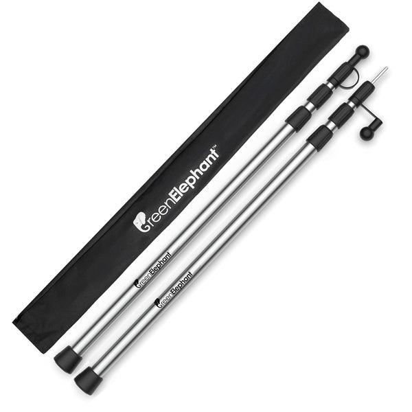 Adjustable Aluminum Tarp Poles - Portable & Lightweight Set of 2