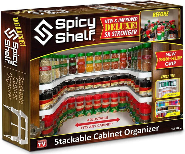 Spice Rack Organizer - 2 Tier Cabinet and Pantry Shelf