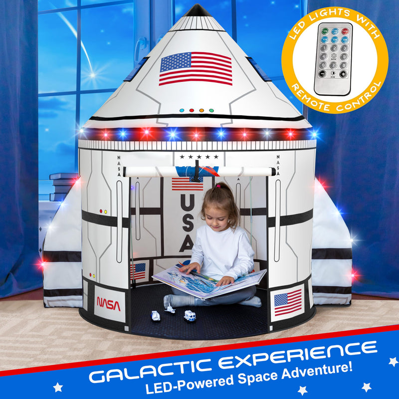 Kids Space Shuttle Explorer Play Tent with LED Lights & Toys