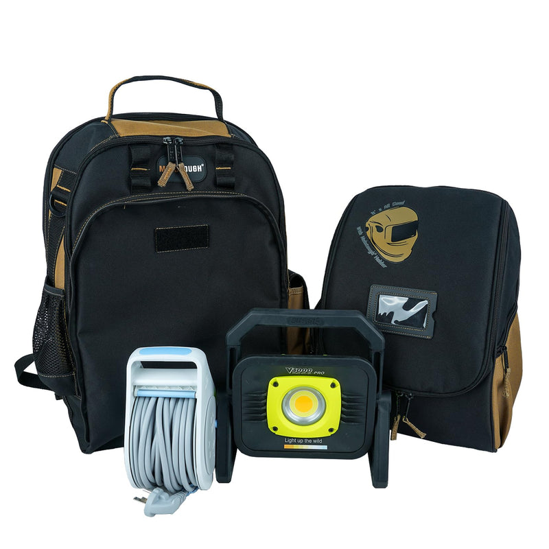 Khaki Welding Backpack with Helmet Holder and Tool Storage