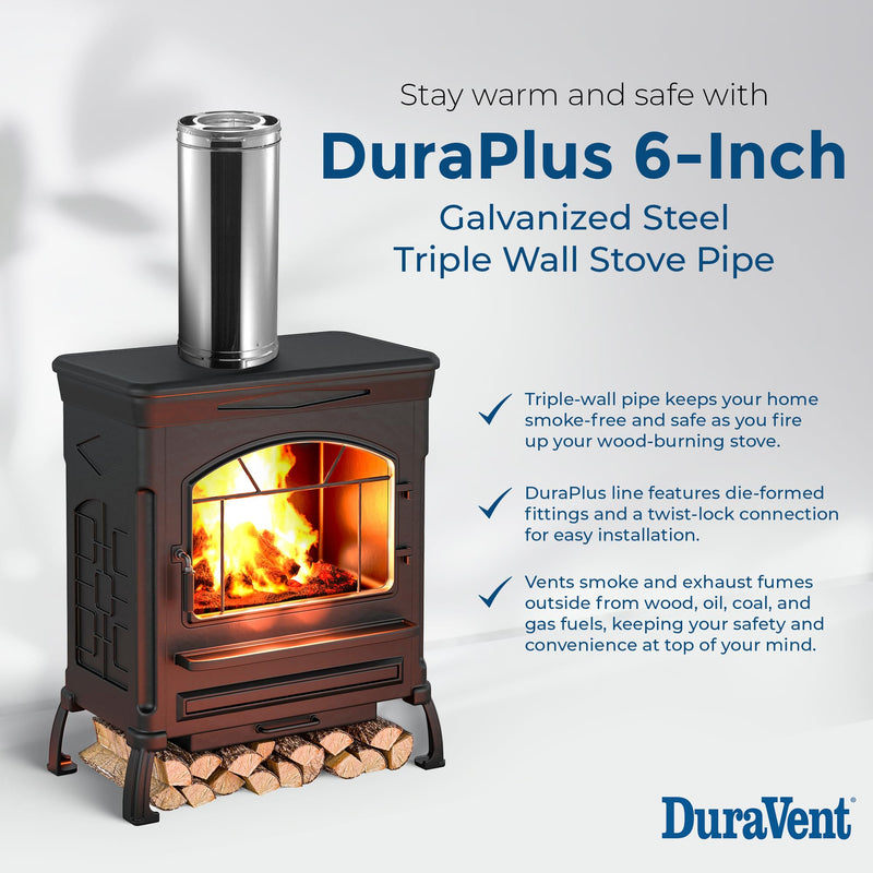 DuraVent DuraPlus 6 by 36 Inch Triple Wall Chimney Pipe