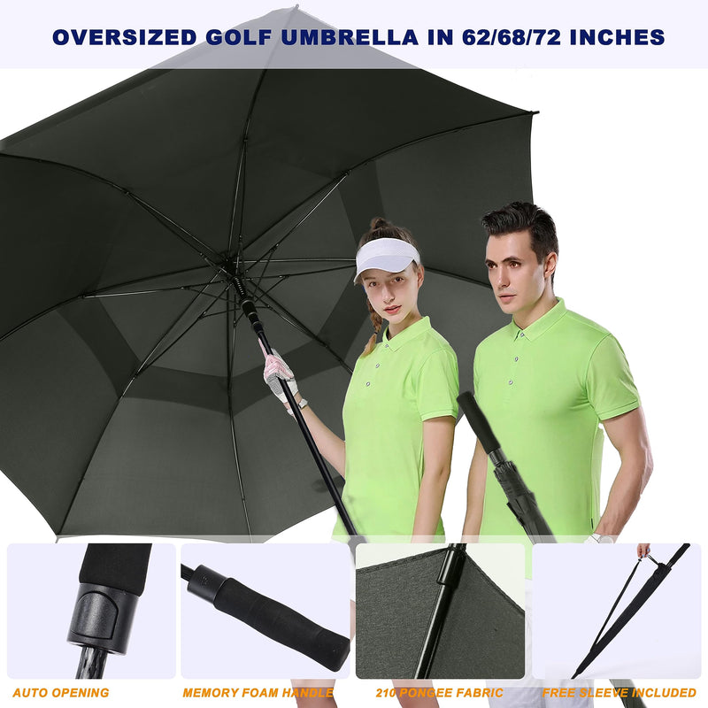 Baraida 68 Inch Windproof Automatic Golf Umbrella Black