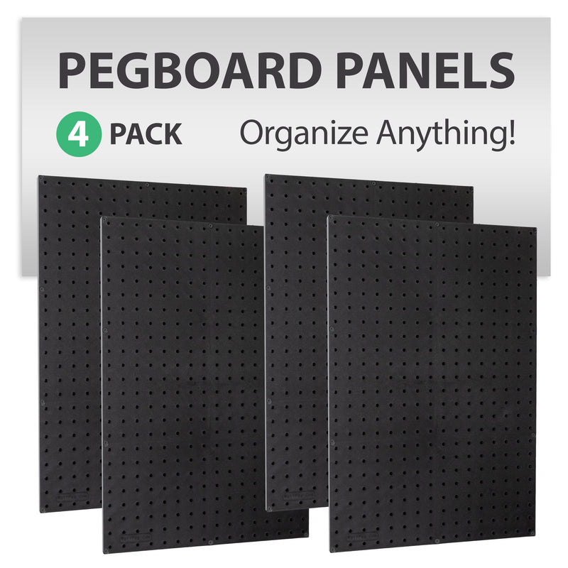 Black Wall Pegboard Organizer Kit 96” with Hooks and Bins