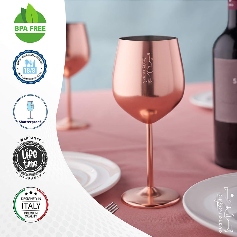 Gusto Nostro Stainless Steel Wine Glasses Set of 4