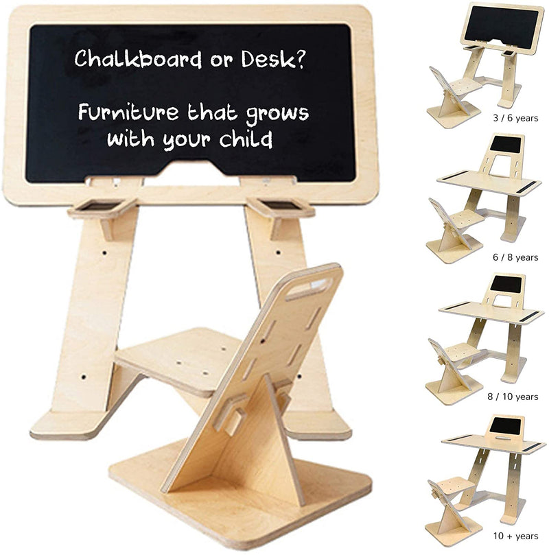 KIDS DESK AND CHAIR SET - BLACKBOARD