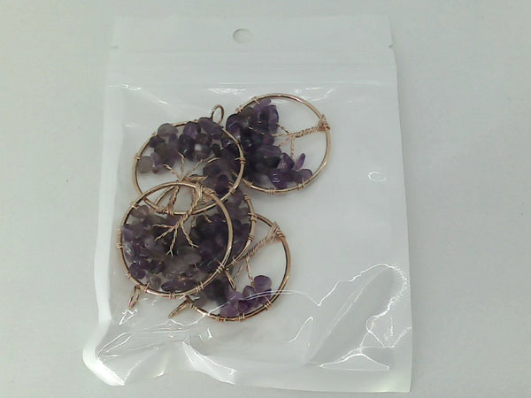 Natural Stone Pendant for Jewerly Necklace Color Purple Size 5pcs