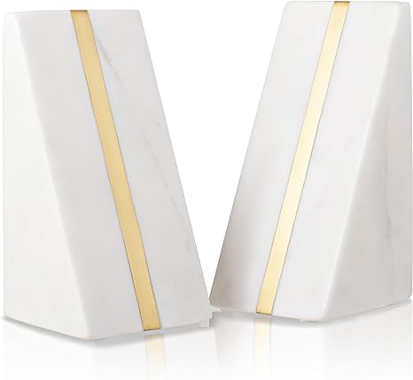 Warm Toast Designs Marble Bookends White 2 Pcs