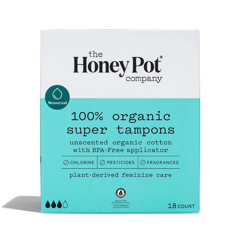 The Honey Pot Super Tampons Bio Plastic Applicator 18 Pack