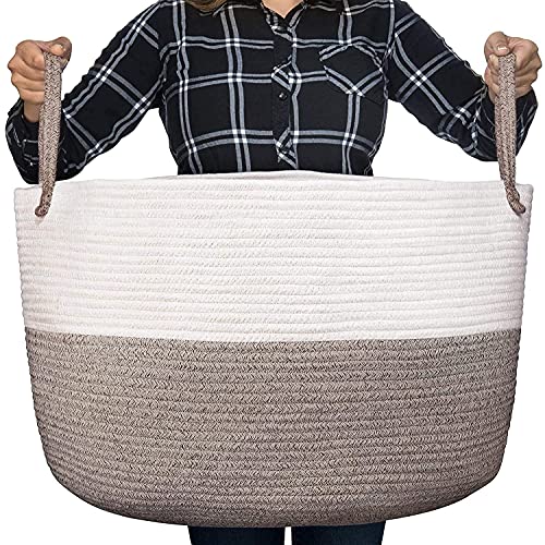 Luxury Little XXXL Nursery Storage Basket 100% Cotton Rope Basket with Handles