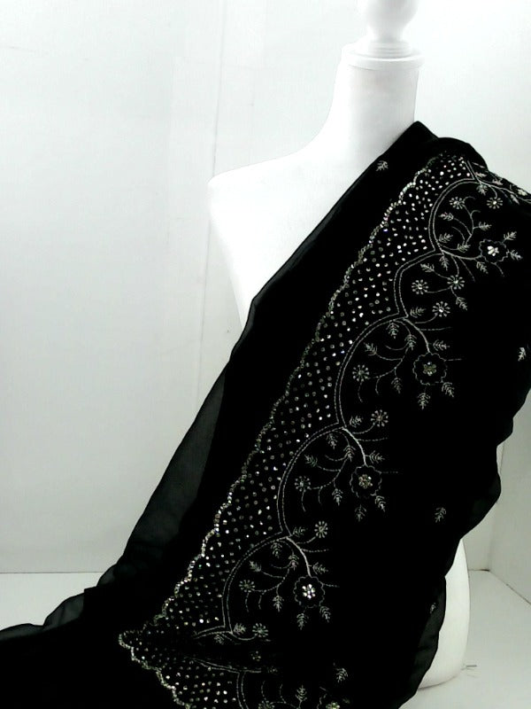 Elegant Black Saree with Golden Embroidery Border