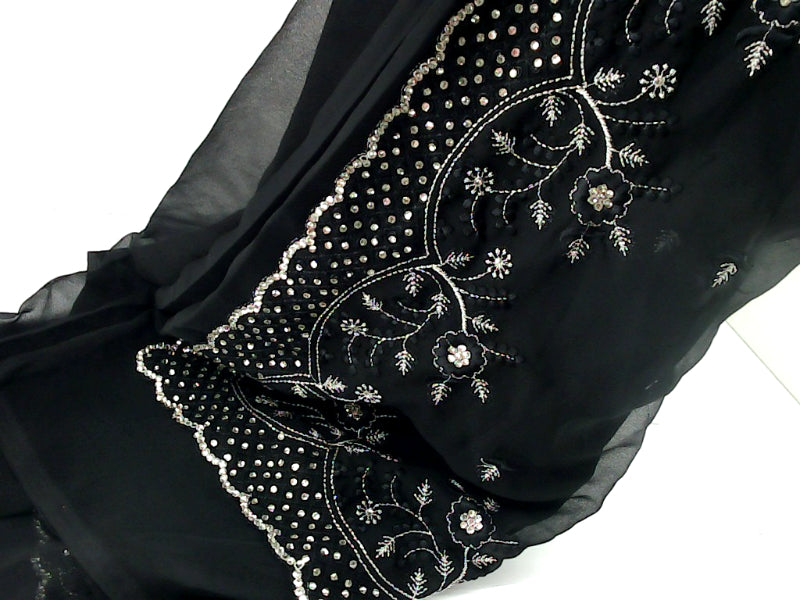 Elegant Black Saree with Golden Embroidery Border