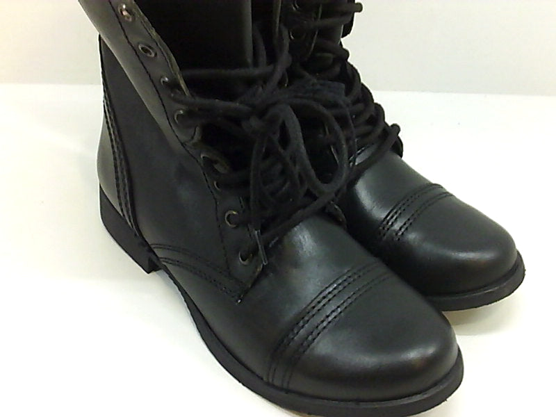 Steve Madden Troopa Black Leather Combat Boots Size 8.5