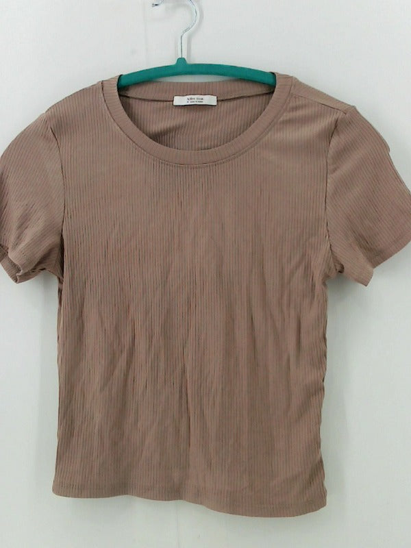 Active Basic Tan Ribbed Medium Top for Women