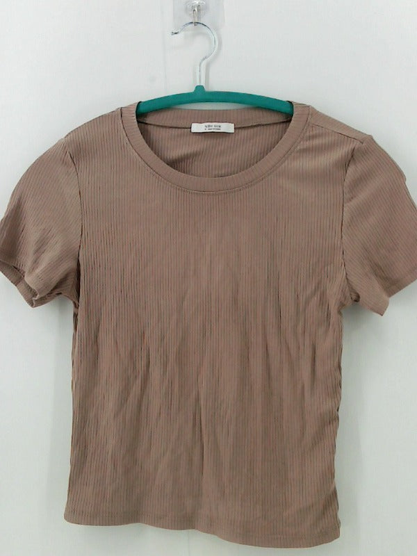 Active Basic Tan Ribbed Medium Top for Women