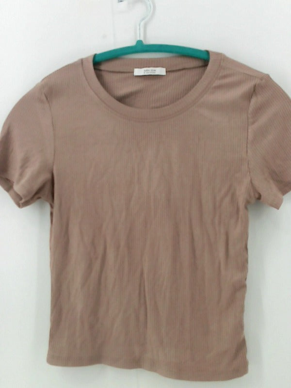 Active Basic Tan Ribbed Medium Top for Women