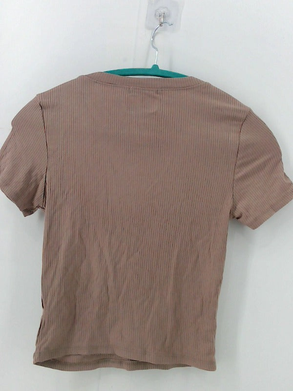 Active Basic Tan Ribbed Medium Top for Women