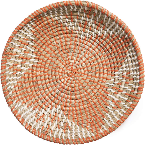 Woven Fruit Basket Seagrass Basket Wall Decor Color Orange Size 11.8 Diameter