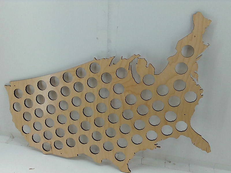Wooden USA Beer Cap Map Display