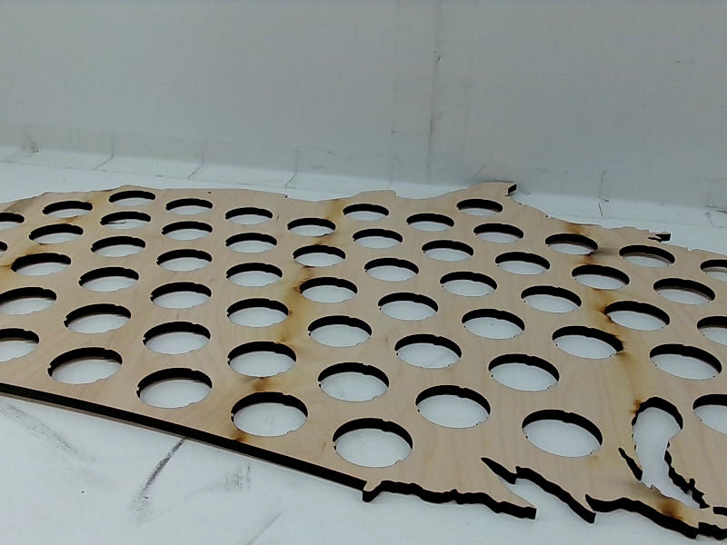 Wooden USA Beer Cap Map Display