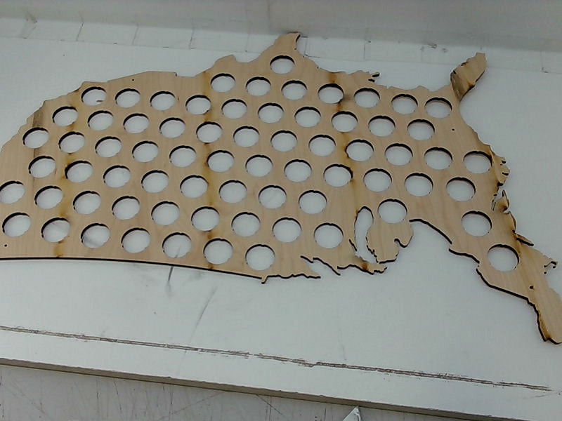 Wooden USA Beer Cap Map Display