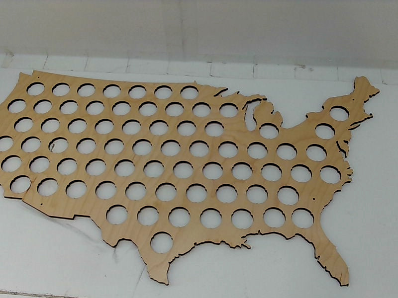 Wooden USA Beer Cap Map Display