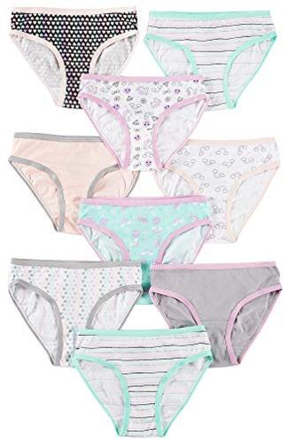 Maidenform Girls' Bikini Cotton Panties, 9 Pack Color Unicorn Party Size 10