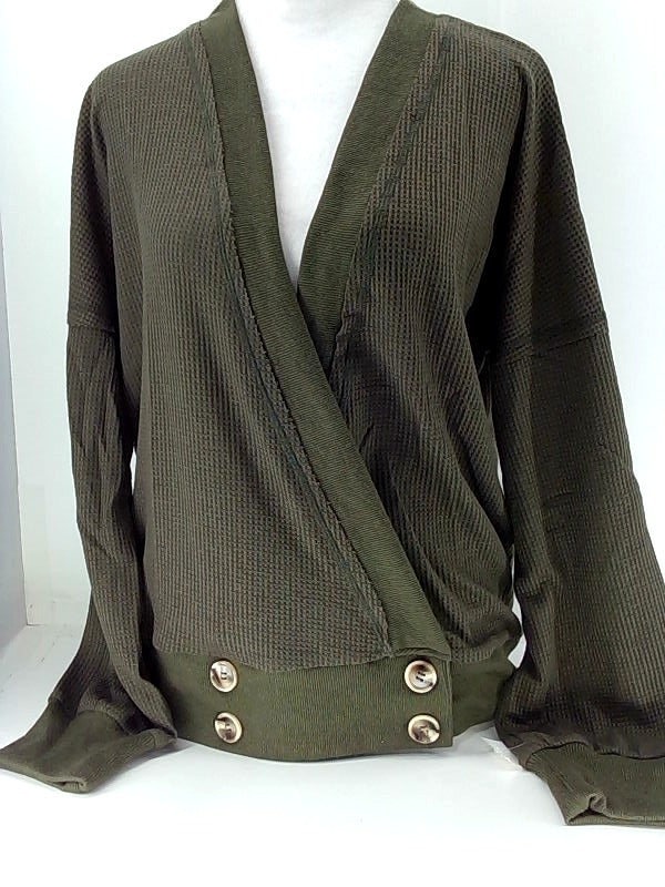 Women's Dark Green Knit Shrug Sweater - Small