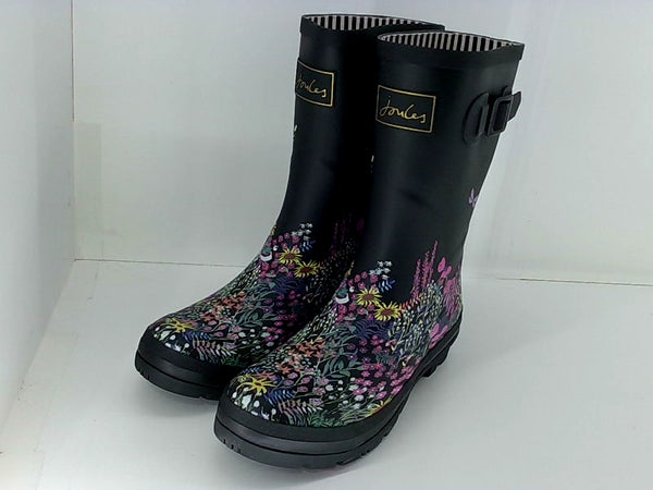 Joules Womens Molly Welly Midcalf Boots Blackmulti Size 9 Toe Pair of Shoes