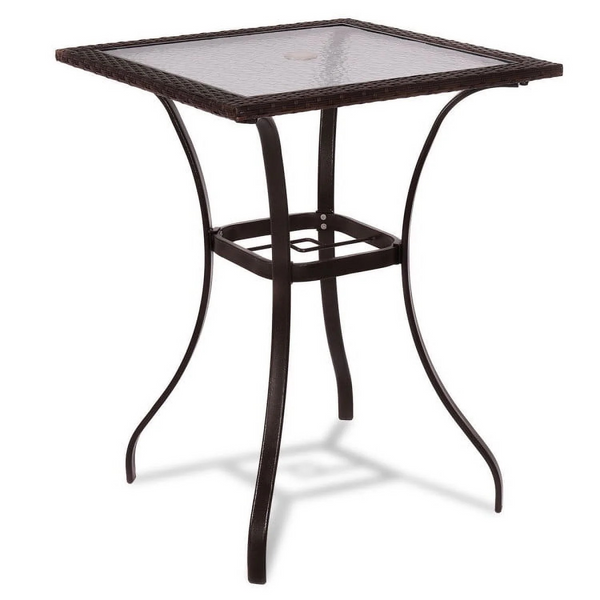 Kepooman Side Table Dining Table 28.5 Inch Outdoor Patio Square Glass Top Table