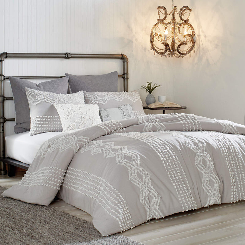 Peri Home Cotton Comforter & Sham Set King Size Grey