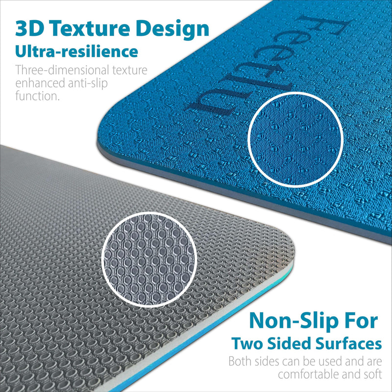 Feetlu Yoga Mat Thick With Strap 2/5 Inch (10mm) - Extra Thick Yoga Mat Non Slip Workout Mat Double-Sided Eco Poe Yoga Mats For Women Menworkout Mat For Yogapilatesand Floor Exercises(Tur Blu/Gyb)