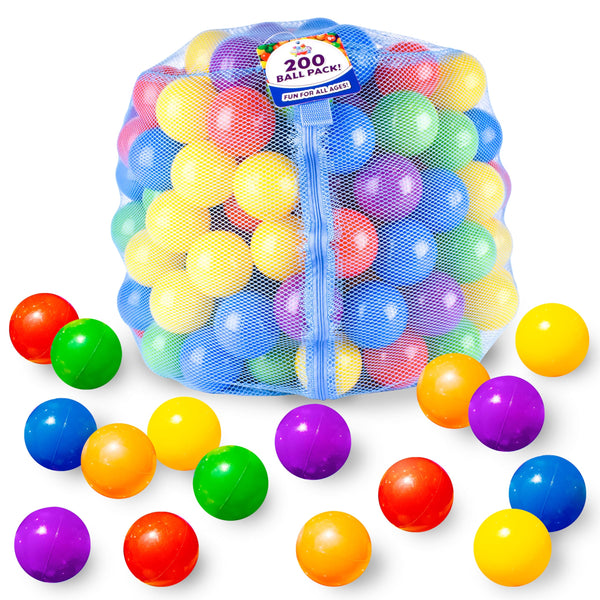 200 Count BPA-Free Ball Pit Balls with Mesh Storage Bag