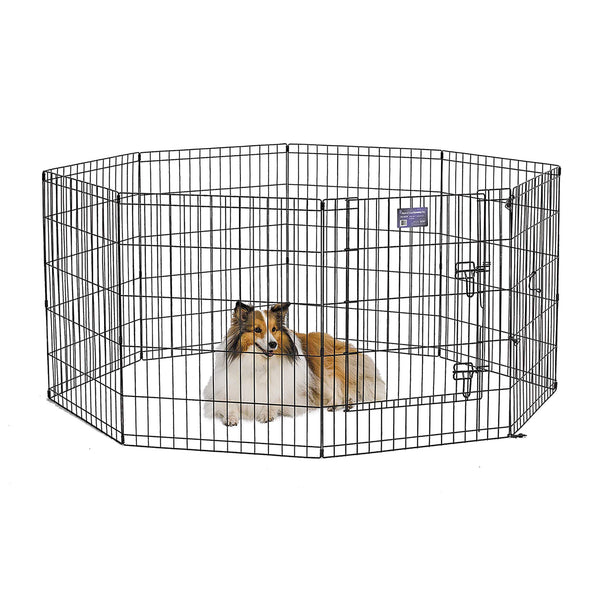 MidWest Foldable Metal Dog Exercise Pen - 24'W x 30'H with Door, Black