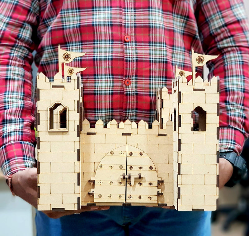 Stonkraft Wooden 3d Puzzle Castle Fort Mini House Construction Kit to Assemble