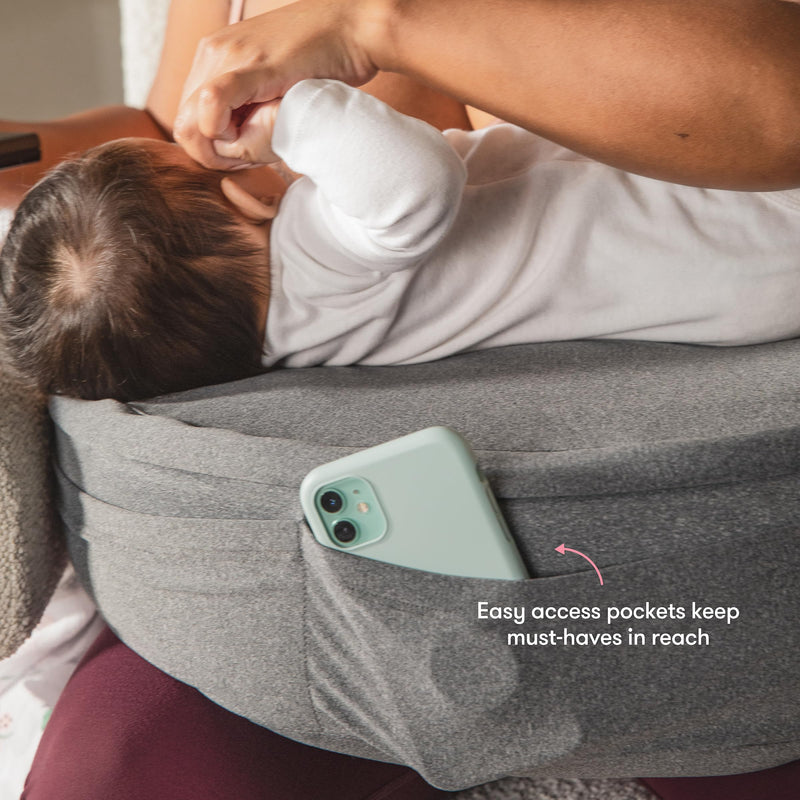 Adjustable Grey Nursing Pillow with Back Support for Comfort